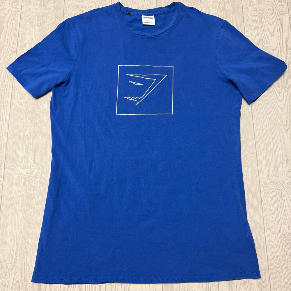 Gymshark Men’s Large Blue Graphic Logo T Shirt Short Sleeve Gym Workout Stretch